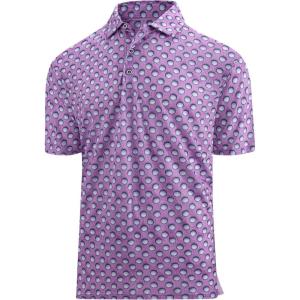 SAMERM Golf Shirts for Men Super Stretch Jacquard Dry Fit Golf Polo Moisture Wicking Short Sleeve Polo Shirts for Men(Lilac Golf Shirt)