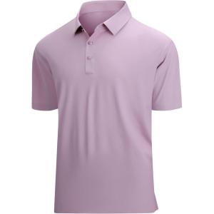 SAMERM Golf Shirts for Men Super Stretch Jacquard Dry Fit Golf Polo Moisture Wicking Short Sleeve Polo Shirts for Men(Lilac Seamless Polo)