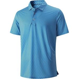 SAMERM Golf Shirts for Men Super Stretch Jacquard Dry Fit Golf Polo Moisture Wicking Short Sleeve Polo Shirts for Men(Navy Golf Shirt)