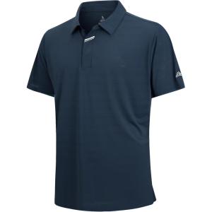 SAMERM Golf Shirts for Men Super Stretch Jacquard Dry Fit Golf Polo Moisture Wicking Short Sleeve Polo Shirts for Men(Navy Jacquard Golf Polo)