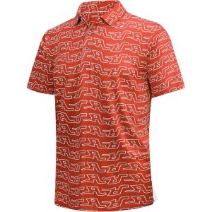 SAMERM Golf Shirts for Men Super Stretch Jacquard Dry Fit Golf Polo Moisture Wicking Short Sleeve Polo Shirts for Men(Red Letter Polo)