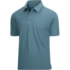 SAMERM Golf Shirts for Men Super Stretch Jacquard Dry Fit Golf Polo Moisture Wicking Short Sleeve Polo Shirts for Men(Teal Seamless Polo)