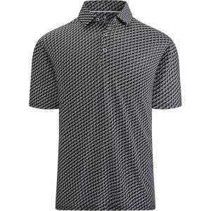 SAMERM Golf Shirts for Men Super Stretch Jacquard Dry Fit Golf Polo Moisture Wicking Short Sleeve Polo Shirts for Men(Wave Black Golf Shirt)
