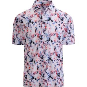 SAMERM Golf Shirts for Men Super Stretch Jacquard Dry Fit Golf Polo Moisture Wicking Short Sleeve Polo Shirts for Men(White)