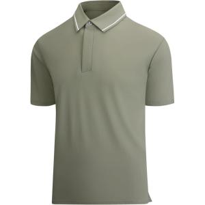SAMERM Golf Shirts for Men Super Stretch Jacquard Dry Fit Golf Polo Moisture Wicking Short Sleeve Polo Shirts for Men(Z Gray)