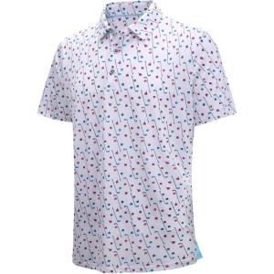 SAMERM Mens Golf Shirt Short Sleeve Print Performance Moisture Wicking Dry Fit Polo Shirts for Men,White Golf L