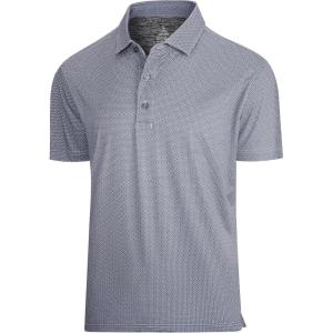 SAMERM Mens Golf Shirts Short Sleeve Dry Fit Performance Moisture Wicking Print Sport Polo Shirts for Men Casual(Black Dots Golf Shirt)