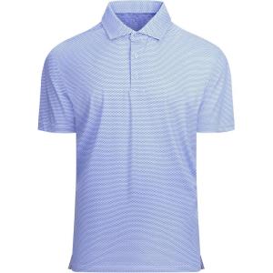 SAMERM Mens Golf Shirts Short Sleeve Dry Fit Performance Moisture Wicking Print Sport Polo Shirts for Men Casual(Blue White Square Golf Shirt)