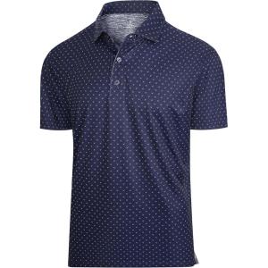 SAMERM Mens Golf Shirts Short Sleeve Dry Fit Performance Moisture Wicking Print Sport Polo Shirts for Men Casual(Navy Sail Golf Shirt)