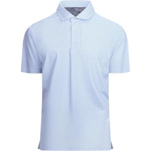 SAMERM Mens Golf Shirts Short Sleeve Dry Fit Performance Moisture Wicking Print Sport Polo Shirts for Men Casual(White Clover Golf Shirt)