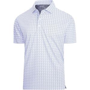 SAMERM Mens Golf Shirts Short Sleeve Dry Fit Performance Moisture Wicking Print Sport Polo Shirts for Men Casual(White U Golf Shirt)