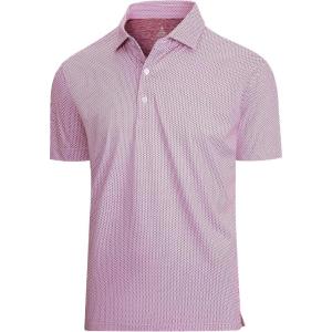 SAMERM Mens Golf Shirts Short Sleeve Dry Fit Performance Moisture Wicking Print Sport Polo Shirts for Men Casual(Wine Diamond Golf Shirt)