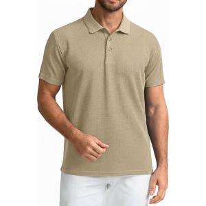 SAMERM Mens Knit Polo Shirts Short Sleeve Textured Casual Polo Shirt Fashion Stylish Lightweight Breathable T Shirt for Men(126beige Golf Polo)