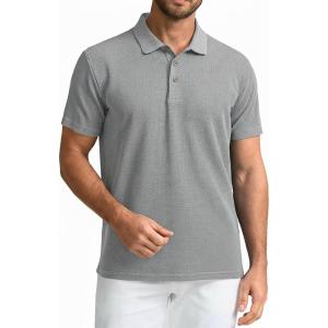 SAMERM Mens Knit Polo Shirts Short Sleeve Textured Casual Polo Shirt Fashion Stylish Lightweight Breathable T Shirt for Men(126grey Golf Polo)