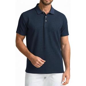 SAMERM Mens Knit Polo Shirts Short Sleeve Textured Casual Polo Shirt Fashion Stylish Lightweight Breathable T Shirt for Men(126navy Golf Polo)