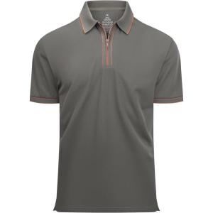 SAMERM Mens Zipper Golf Shirts Short Sleeve Casual Polo Shirts Moisture Wicking Solid Golf Shirt Fashion(Green Polo Shirt)