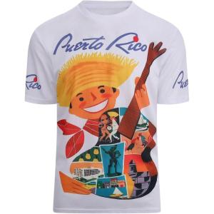 SAMERM Puerto Rico Shirt for Men Quick Dry Crop Top Printed Hispanic Heritage Month Boricua Rican Flag T-Shirt(White Child)