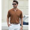SAMERM Mens Knit Polo Shirts Short Sleeve Textured Casual Polo Shirt Fashion Stylish Lightweight Breathable T Shirt for Men(Brown)