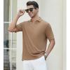 SAMERM Mens Knit Polo Shirts Short Sleeve Textured Casual Polo Shirt Fashion Stylish Lightweight Breathable T Shirt for Men(Coffee)