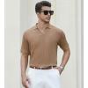 SAMERM Mens Knit Polo Shirts Short Sleeve Textured Casual Polo Shirt Fashion Stylish Lightweight Breathable T Shirt for Men(Coffee)