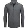 SAMERM Mens Dress Shirt Wrinkle Free Moisture Wicking 4-Way High Stretch Super Soft Casual Button Down Shirts(Seamless Grey)