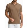 SAMERM Mens Knit Polo Shirts Short Sleeve Textured Casual Polo Shirt Fashion Stylish Lightweight Breathable T Shirt for Men(Coffee)