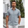 SAMERM Mens Dress Shirt Wrinkle Free Moisture Wicking 4-Way High Stretch Super Soft Casual Button Down Shirts(Grey Short Sleeve Shirt)