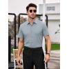 SAMERM Mens Dress Shirt Wrinkle Free Moisture Wicking 4-Way High Stretch Super Soft Casual Button Down Shirts(Grey Short Sleeve Shirt)