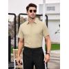 SAMERM Mens Dress Shirt Wrinkle Free Moisture Wicking 4-Way High Stretch Super Soft Casual Button Down Shirts(Khaki Short Sleeve Shirt)
