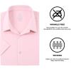SAMERM Mens Dress Shirt Wrinkle Free Moisture Wicking 4-Way High Stretch Super Soft Casual Button Down Shirts(Lightpink Short Sleeve Shirt)