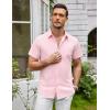 SAMERM Mens Dress Shirt Wrinkle Free Moisture Wicking 4-Way High Stretch Super Soft Casual Button Down Shirts(Lightpink Short Sleeve Shirt)