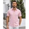 SAMERM Mens Dress Shirt Wrinkle Free Moisture Wicking 4-Way High Stretch Super Soft Casual Button Down Shirts(Lightpink Short Sleeve Shirt)