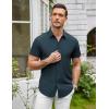 SAMERM Mens Dress Shirt Wrinkle Free Moisture Wicking 4-Way High Stretch Super Soft Casual Button Down Shirts(Navy Short Sleeve Shirt)