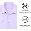 SAMERM Mens Dress Shirt Wrinkle Free Moisture Wicking 4-Way High Stretch Super Soft Casual Button Down Shirts(Purple Short Sleeve Shirt)