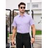 SAMERM Mens Dress Shirt Wrinkle Free Moisture Wicking 4-Way High Stretch Super Soft Casual Button Down Shirts(Purple Short Sleeve Shirt)