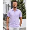 SAMERM Mens Dress Shirt Wrinkle Free Moisture Wicking 4-Way High Stretch Super Soft Casual Button Down Shirts(Purple Short Sleeve Shirt)
