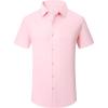 SAMERM Mens Dress Shirt Wrinkle Free Moisture Wicking 4-Way High Stretch Super Soft Casual Button Down Shirts(Lightpink Short Sleeve Shirt)
