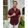 SAMERM Mens Dress Shirt Wrinkle Free Moisture Wicking 4-Way High Stretch Super Soft Casual Button Down Shirts(Wine Short Sleeve Shirt)