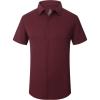 SAMERM Mens Dress Shirt Wrinkle Free Moisture Wicking 4-Way High Stretch Super Soft Casual Button Down Shirts(Wine Short Sleeve Shirt)