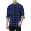 SAMERM Mens Button Down Shirts 4-Way Stretch Wrinkle Free Long Sleeve Print Plaid Business Dress Shirt(Men Flannel Blue Plaid)