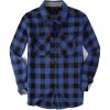 SAMERM Mens Button Down Shirts 4-Way Stretch Wrinkle Free Long Sleeve Print Plaid Business Dress Shirt(Men Flannel Blue Plaid)