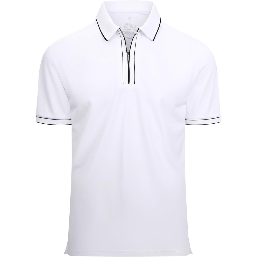 image:imageSAMERM Mens Golf Shirts Short Sleeve Dry Fit Performance Moisture Wicking Print Sport Polo Shirts for Men CasualWhite Polo Shirt