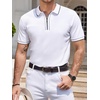 SAMERM Mens Golf Shirts Short Sleeve Dry Fit Performance Moisture Wicking Print Sport Polo Shirts for Men Casual(White Polo Shirt)