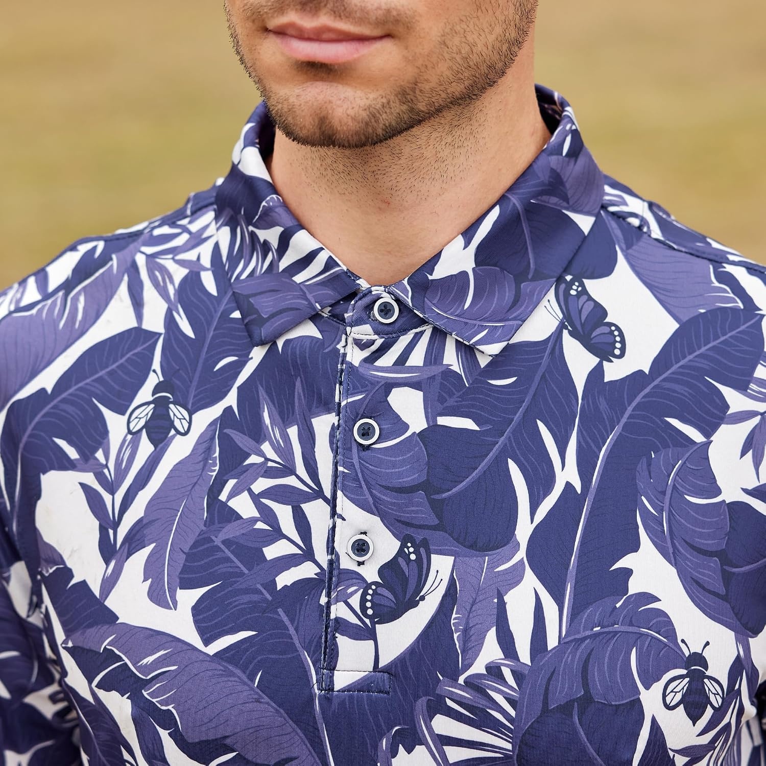 image:imageSAMERM Golf Shirts for Men Super Stretch Jacquard Dry Fit Golf Polo Moisture Wicking Short Sleeve Polo Shirts for MenPurplea