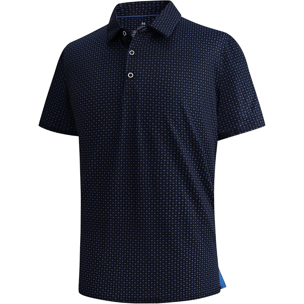 image:imageSAMERM Golf Shirts for Men Super Stretch Jacquard Dry Fit Golf Polo Moisture Wicking Short Sleeve Polo Shirts for MenBlackc