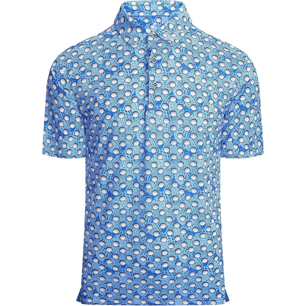 image:imageSAMERM Golf Shirts for Men Super Stretch Jacquard Dry Fit Golf Polo Moisture Wicking Short Sleeve Polo Shirts for MenBlue White