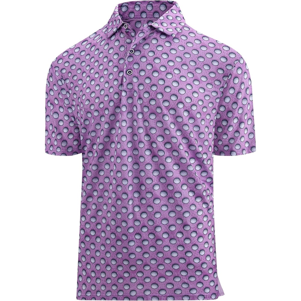 image:imageSAMERM Golf Shirts for Men Super Stretch Jacquard Dry Fit Golf Polo Moisture Wicking Short Sleeve Polo Shirts for MenLila