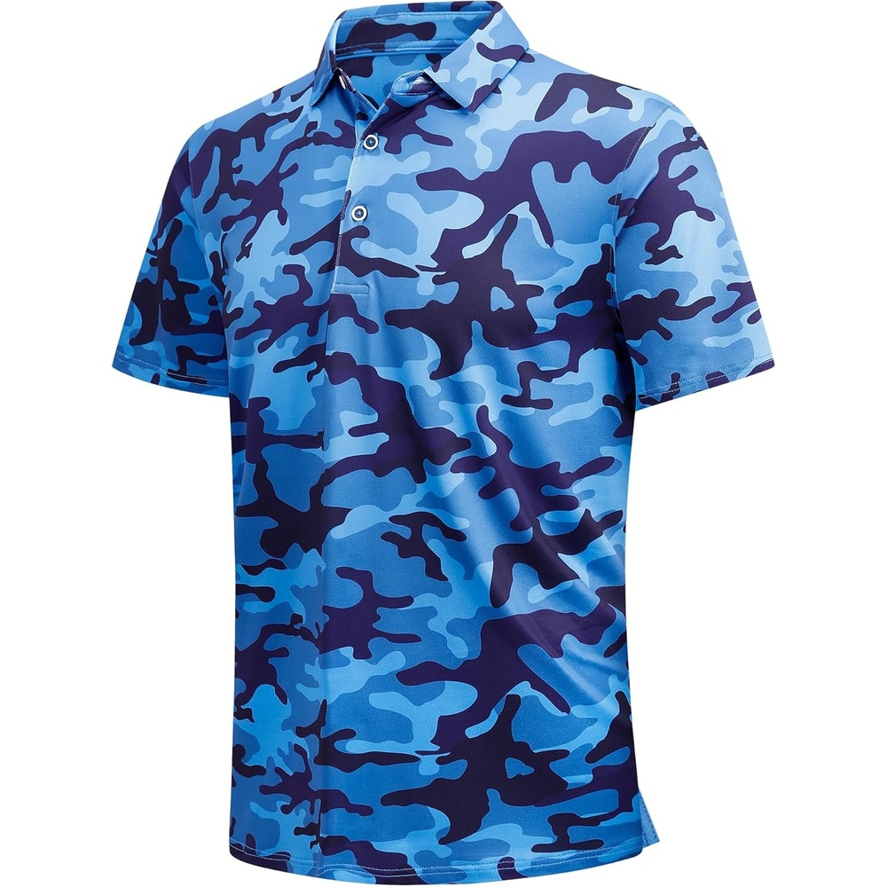 image:imageSAMERM Golf Shirts for Men Super Stretch Jacquard Dry Fit Golf Polo Moisture Wicking Short Sleeve Polo Shirts for MenNavyb