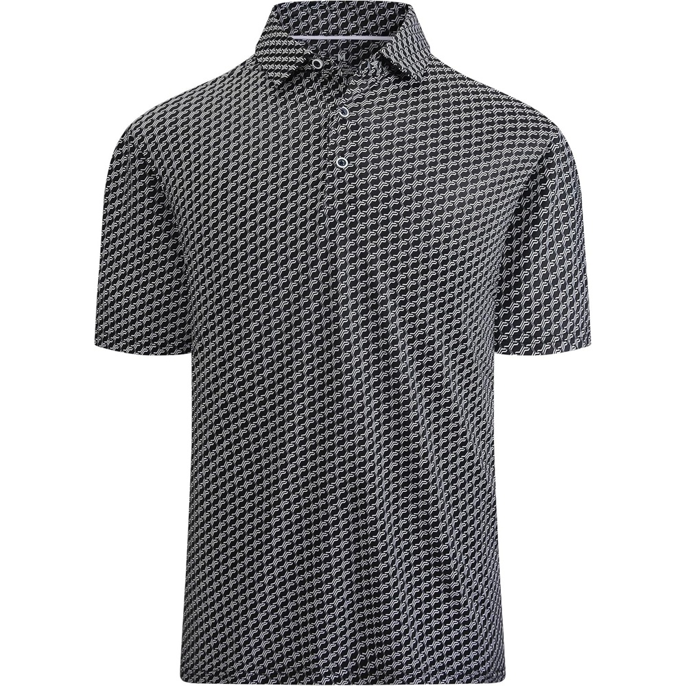 image:imageSAMERM Golf Shirts for Men Super Stretch Jacquard Dry Fit Golf Polo Moisture Wicking Short Sleeve Polo Shirts for MenWaveblack