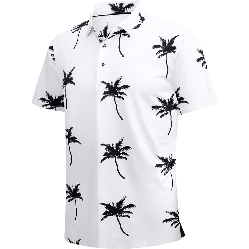 image:imageSAMERM Golf Shirts for Men Super Stretch Jacquard Dry Fit Golf Polo Moisture Wicking Short Sleeve Polo Shirts for MenWhiteb